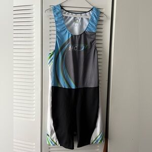 Men’s Boathouse Blue, Black & Gray Athletic Rowing suit, Size L